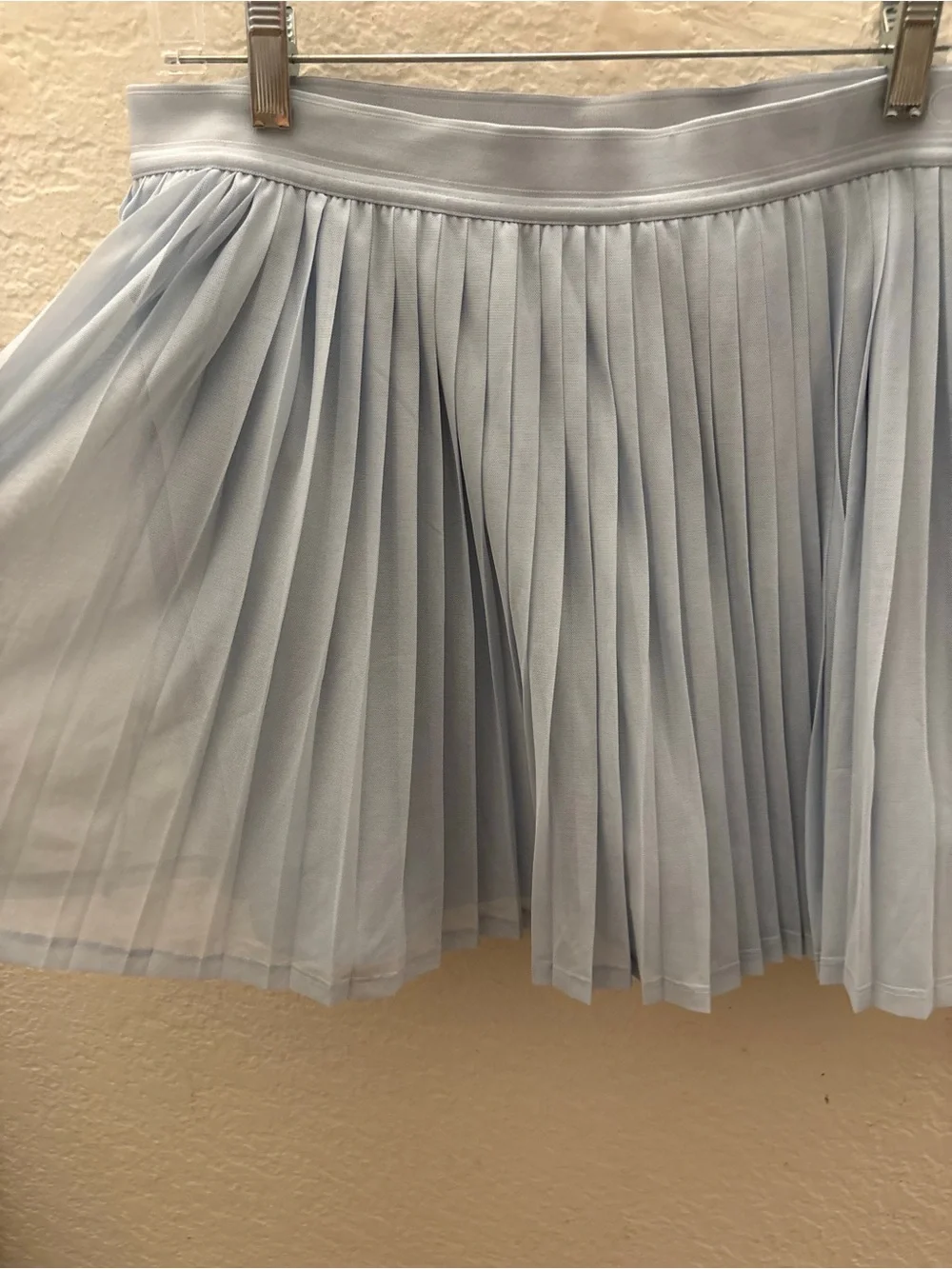 Light Blue Pleated Skater Skirt - Feminine Circle Silhouette